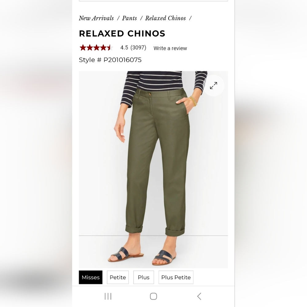 Talbots Olive Green Relaxed Chinos